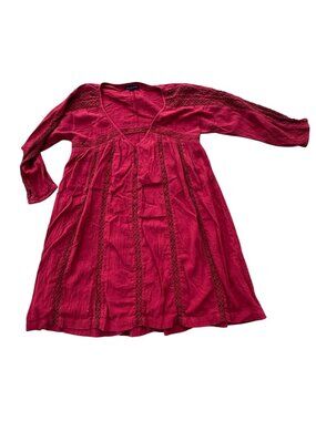 American Eagle Outfitters Womens Tunic Dress Red Small Cotton Blend Lace Details